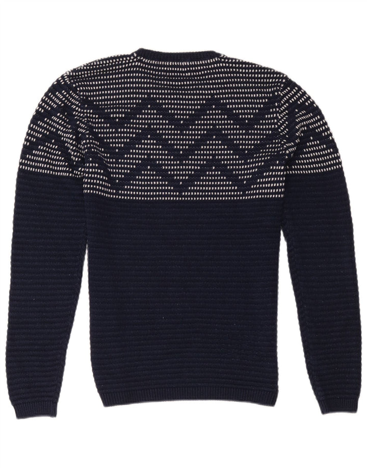 Maglione maglione girocollo da uomo Zara medio blu navy geometrico