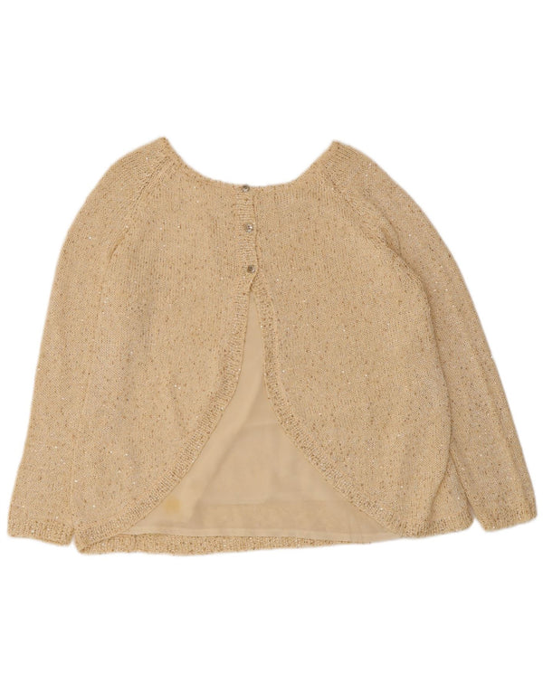 Maglione maglione con scollo a barca da donna Zara UK 16 grande poliestere beige