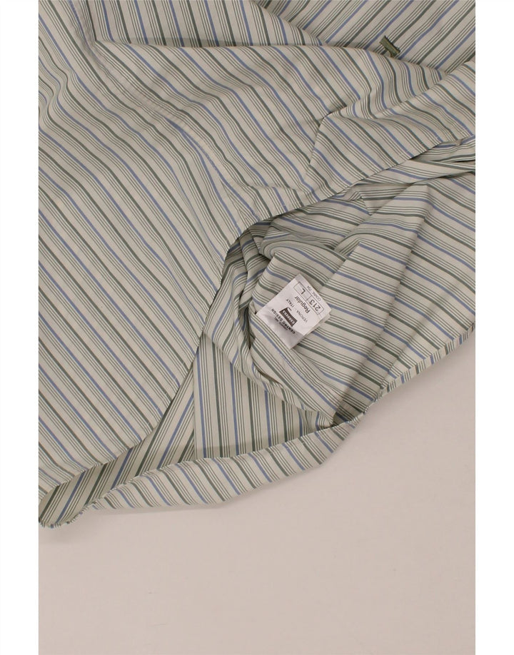 CARRERA Mens Shirt Large Green Striped Cotton Vintage Carrera and Second-Hand Carrera from Messina Hembry 