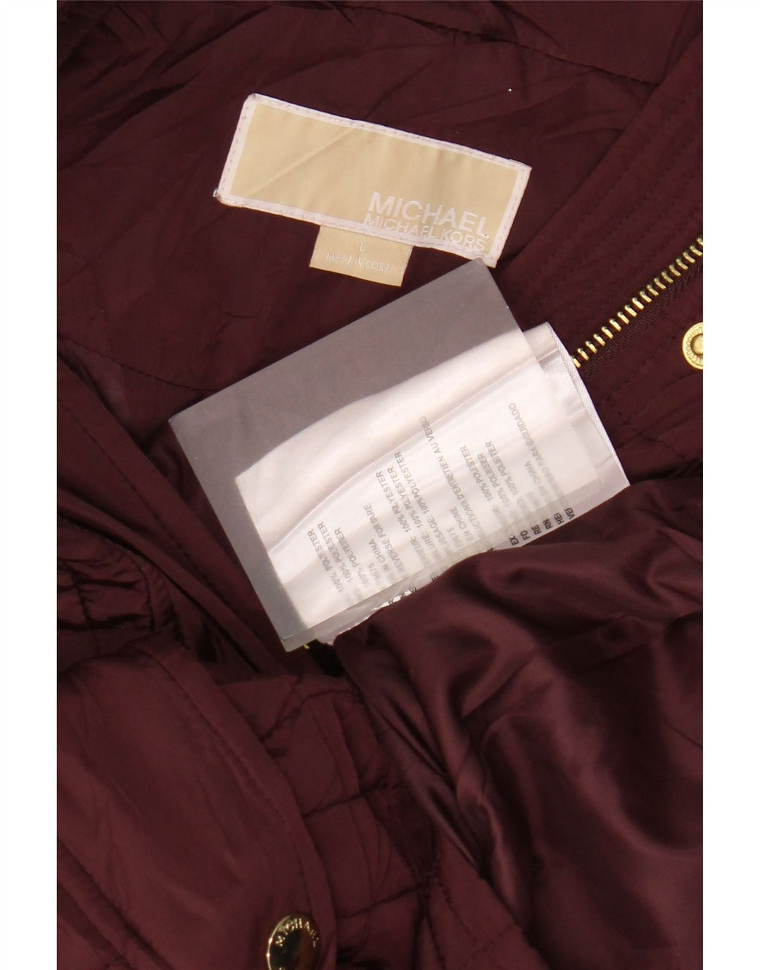 Giacca trapuntata da donna Michael Kors UK 16 grande poliestere bordeaux