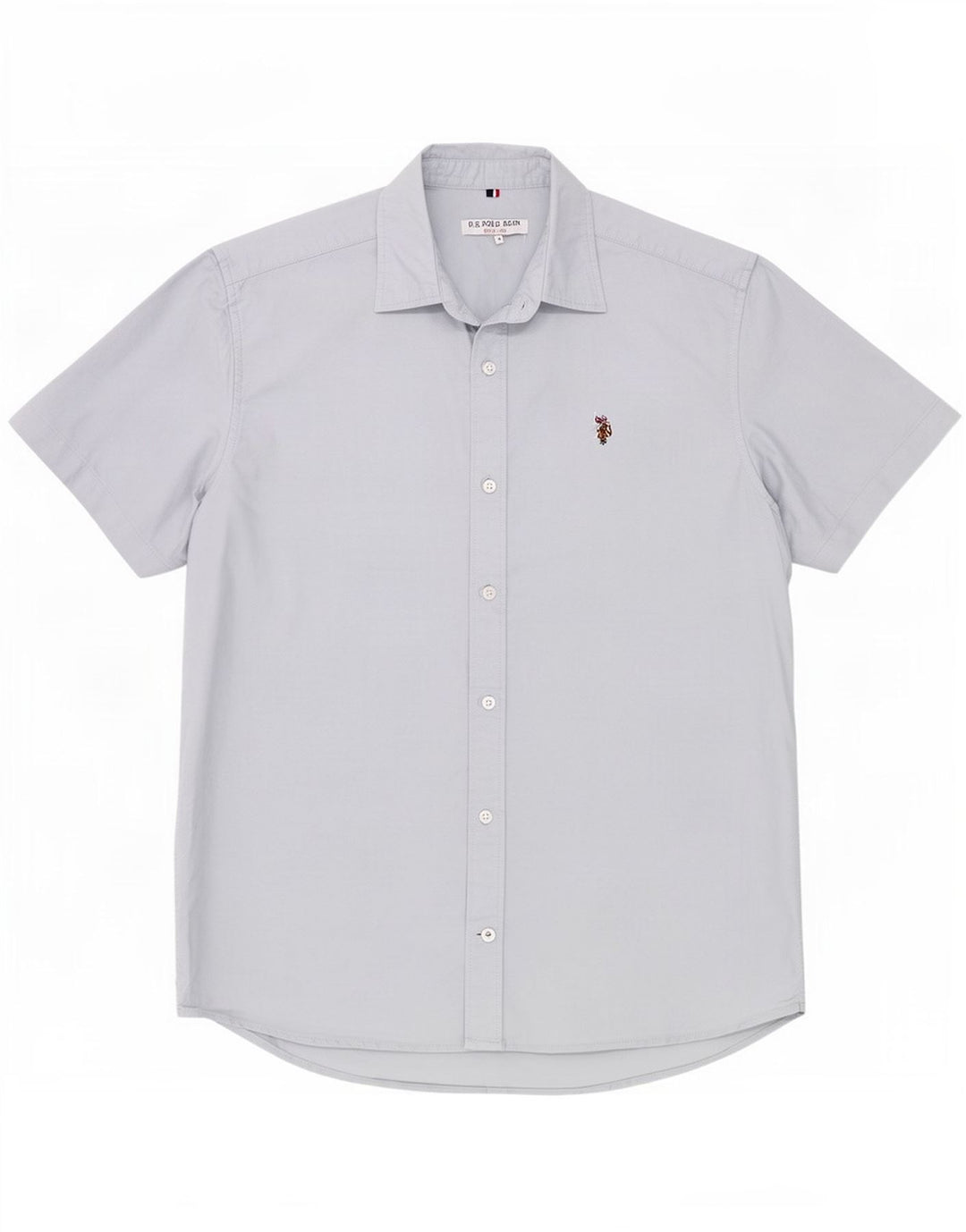 Polo Assn. Camicia da uomo a maniche corte in cotone blu medio