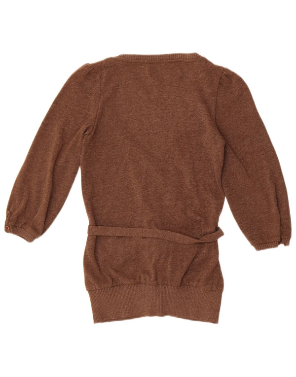 Maglione cardigan con maniche a 3/4 da donna Zara UK 12 Marrone medio