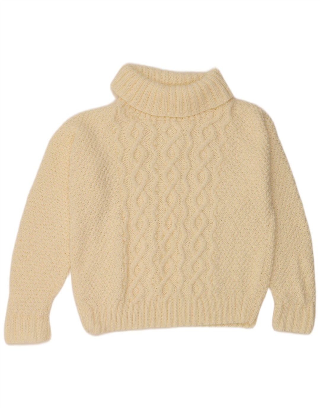 Maglione maglione oversize da donna VINTAGE con collo alto UK 18 XL bianco sporco