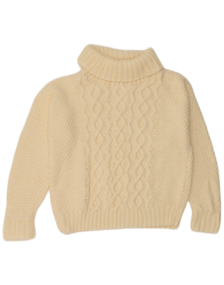 Maglione maglione oversize da donna VINTAGE con collo alto UK 18 XL bianco sporco