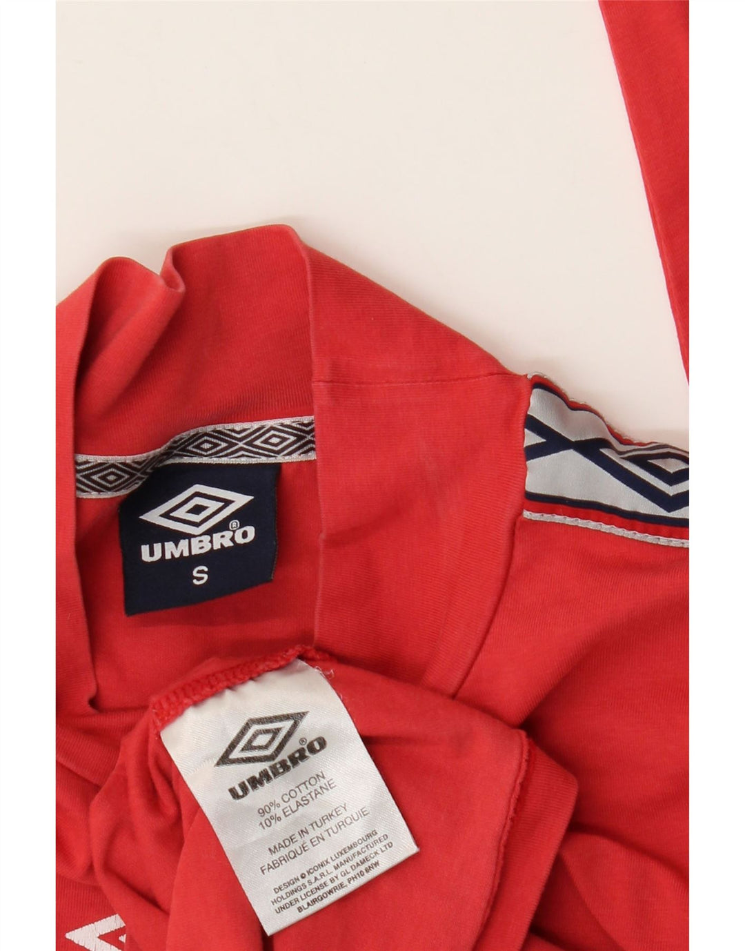 Top corto grafico da donna Umbro a maniche lunghe UK 10 Small Red Colourblock