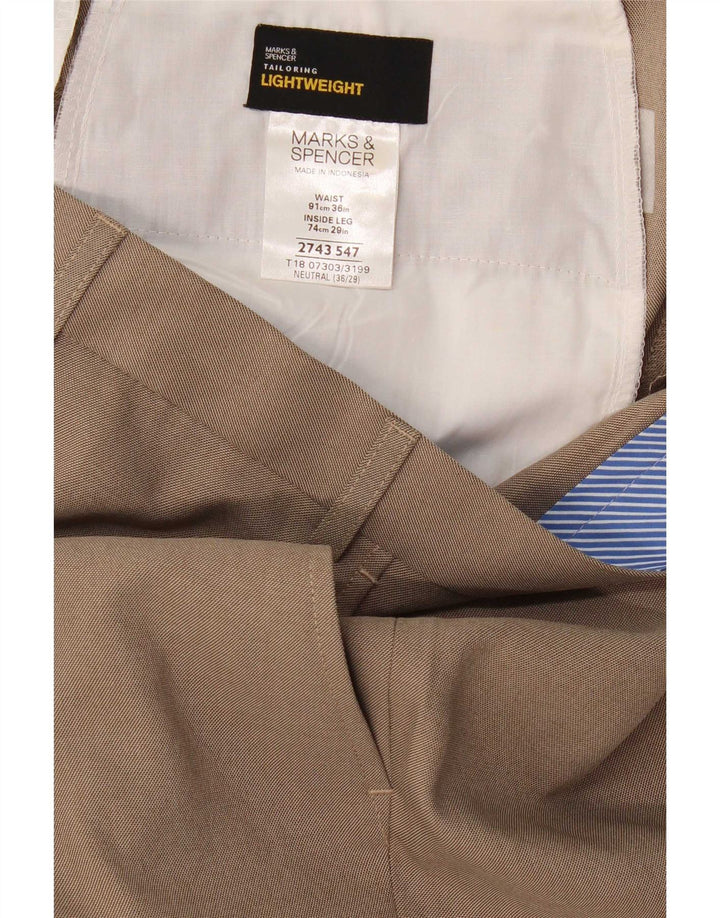 Pantaloni da abito dritti da uomo Marks & Spencer W36 L29 Poliestere beige