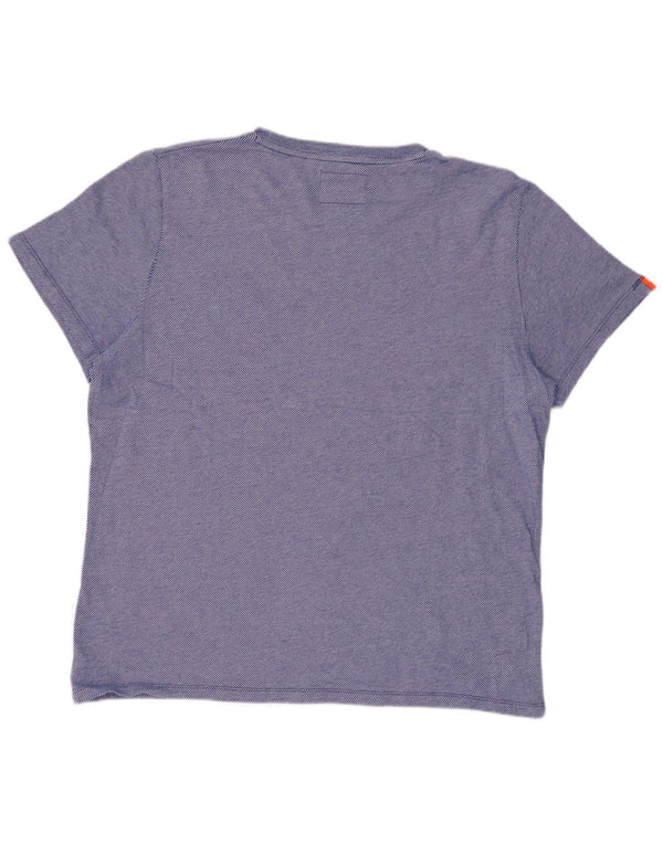 T-shirt da uomo SUPERDRY Top 2XL cotone gessato blu