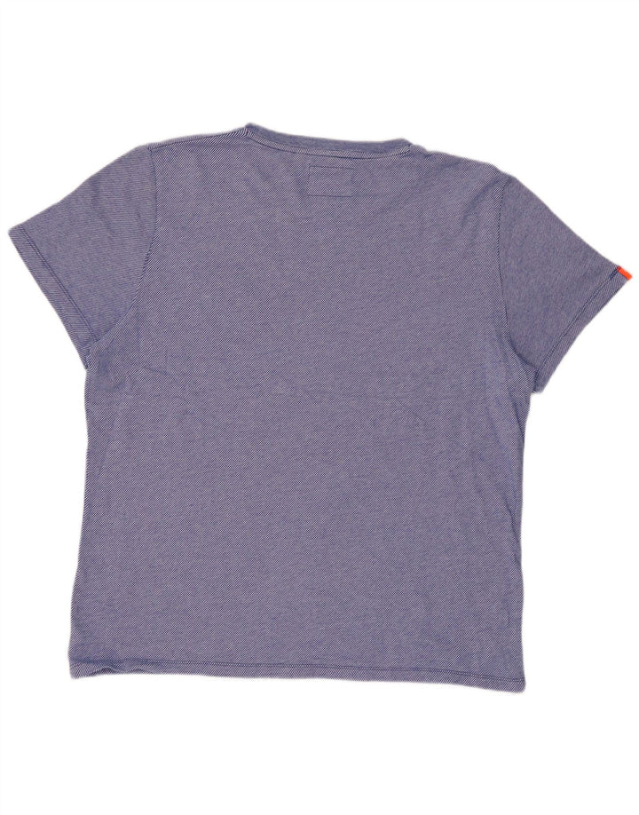 T-shirt da uomo SUPERDRY Top 2XL cotone gessato blu