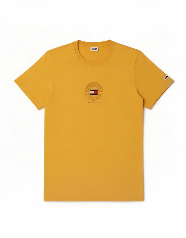 T-shirt grafica da uomo Tommy Hilfiger Top in cotone giallo medio