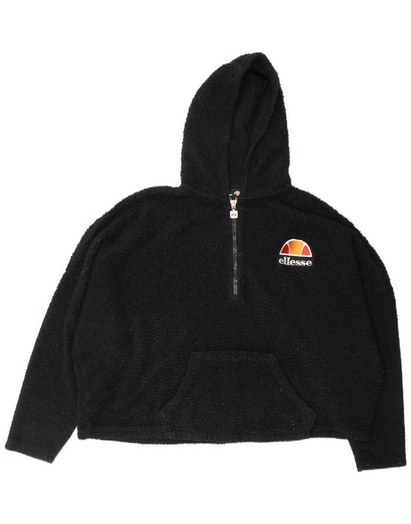 Maglione in pile da donna oversize con cappuccio e zip Ellesse UK 16 grande nero