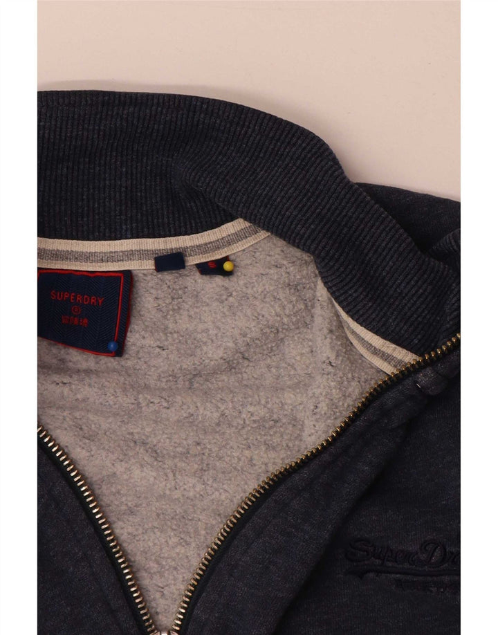 Felpa da uomo con collo con zip Superdry, maglione piccolo, in cotone blu navy