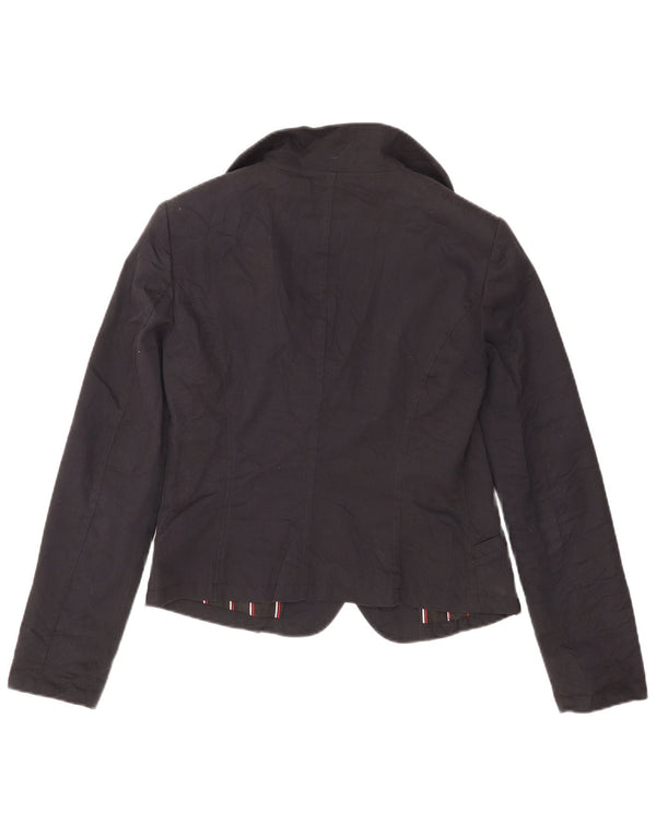 Giacca blazer a 1 bottone corta da donna Armani Jeans US 10 grande blu navy