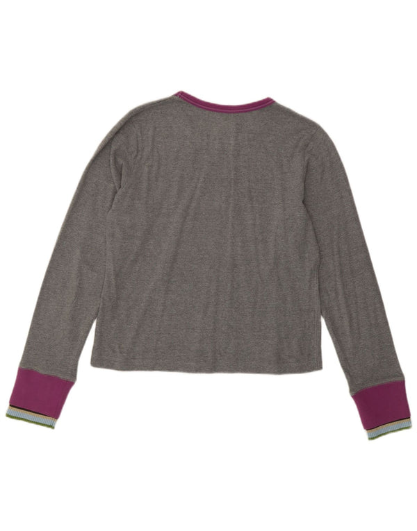 Top grafico corto da donna Napapijri a maniche lunghe UK 14 Large Grey Colourblock