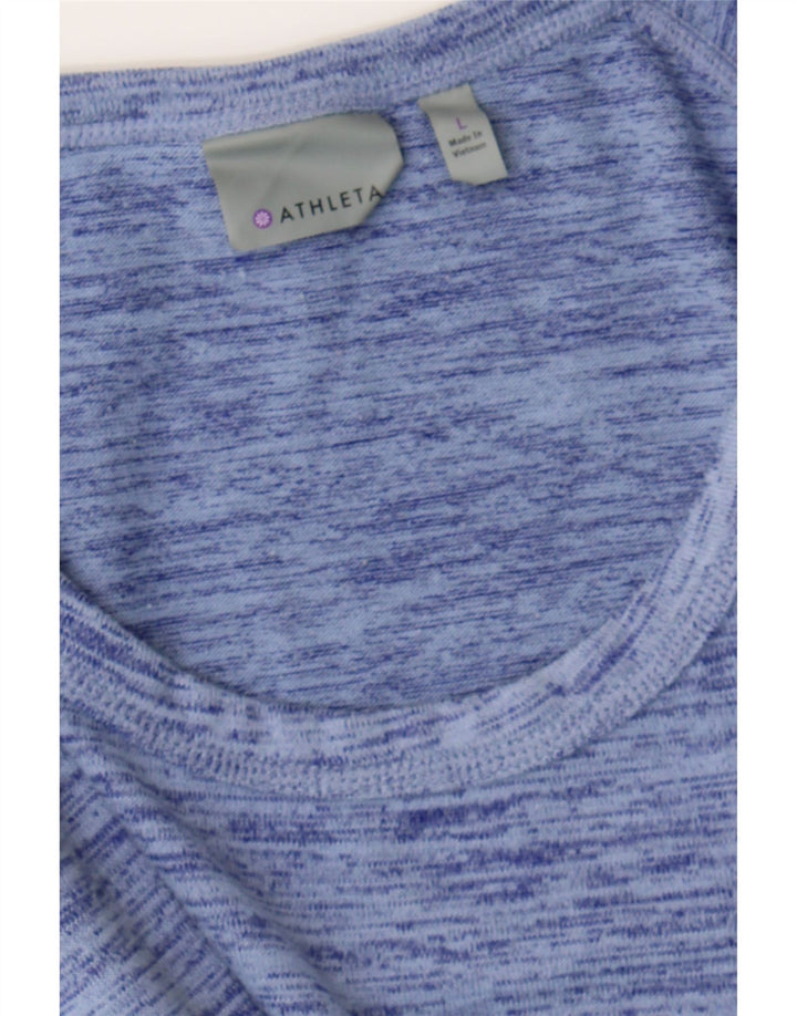 ATHLETA Womens Top Long Sleeve UK 16 Large Blue Flecked Polyester Vintage Athleta and Second-Hand Athleta from Messina Hembry 