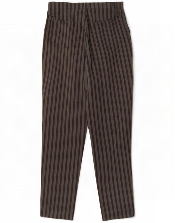 Pantaloni casual vintage a vita alta da donna UK 10 piccoli W26 L30 a righe verdi