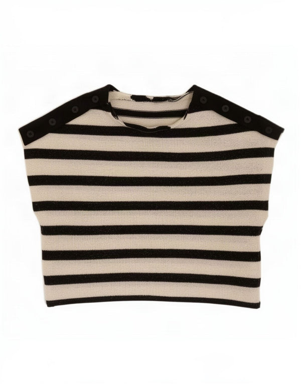 Top corto senza maniche da donna Zara UK 10 piccolo poliestere a righe nere