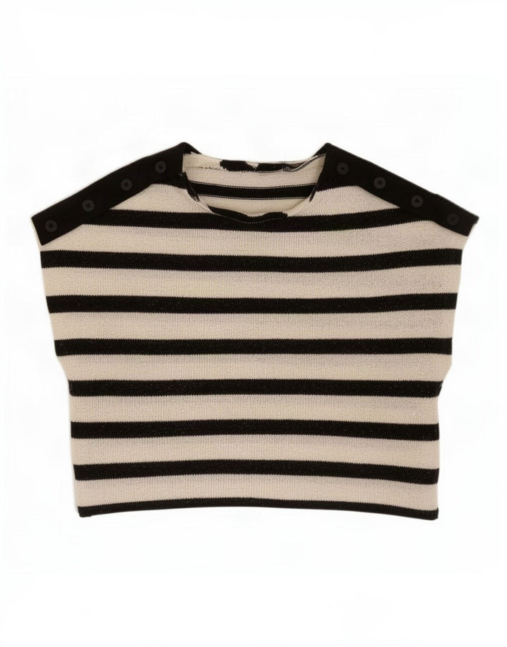 Top corto senza maniche da donna Zara UK 10 piccolo poliestere a righe nere
