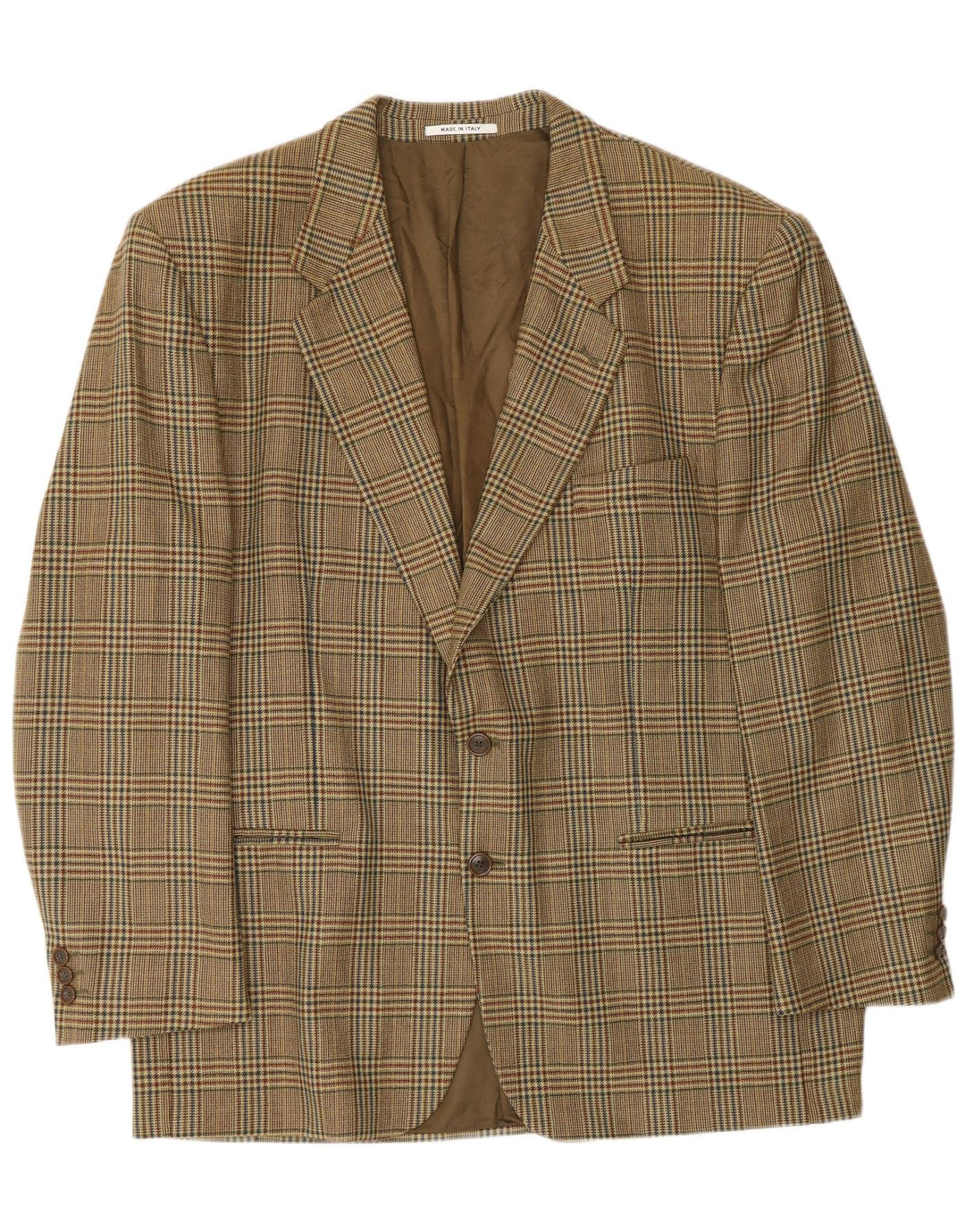 Giacca blazer vintage da uomo a 2 bottoni UK 40 grande pied de poule beige