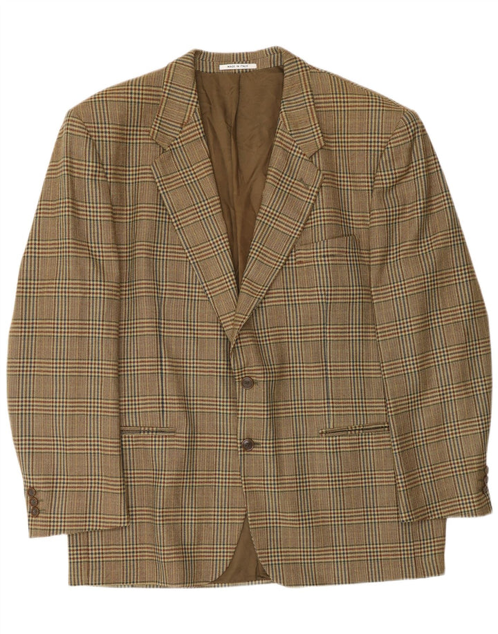 Giacca blazer vintage da uomo a 2 bottoni UK 40 grande pied de poule beige