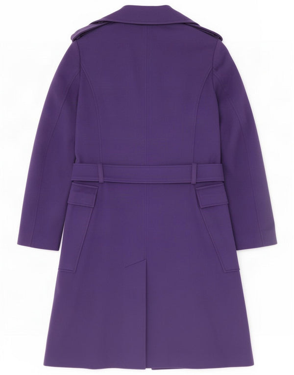 Reiss Trench da donna UK 8 piccolo viola lana vergine Classico