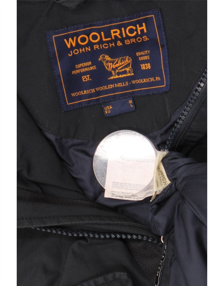 Giacca parka da uomo con cappuccio WOOLRICH UK 40 grande cotone blu navy