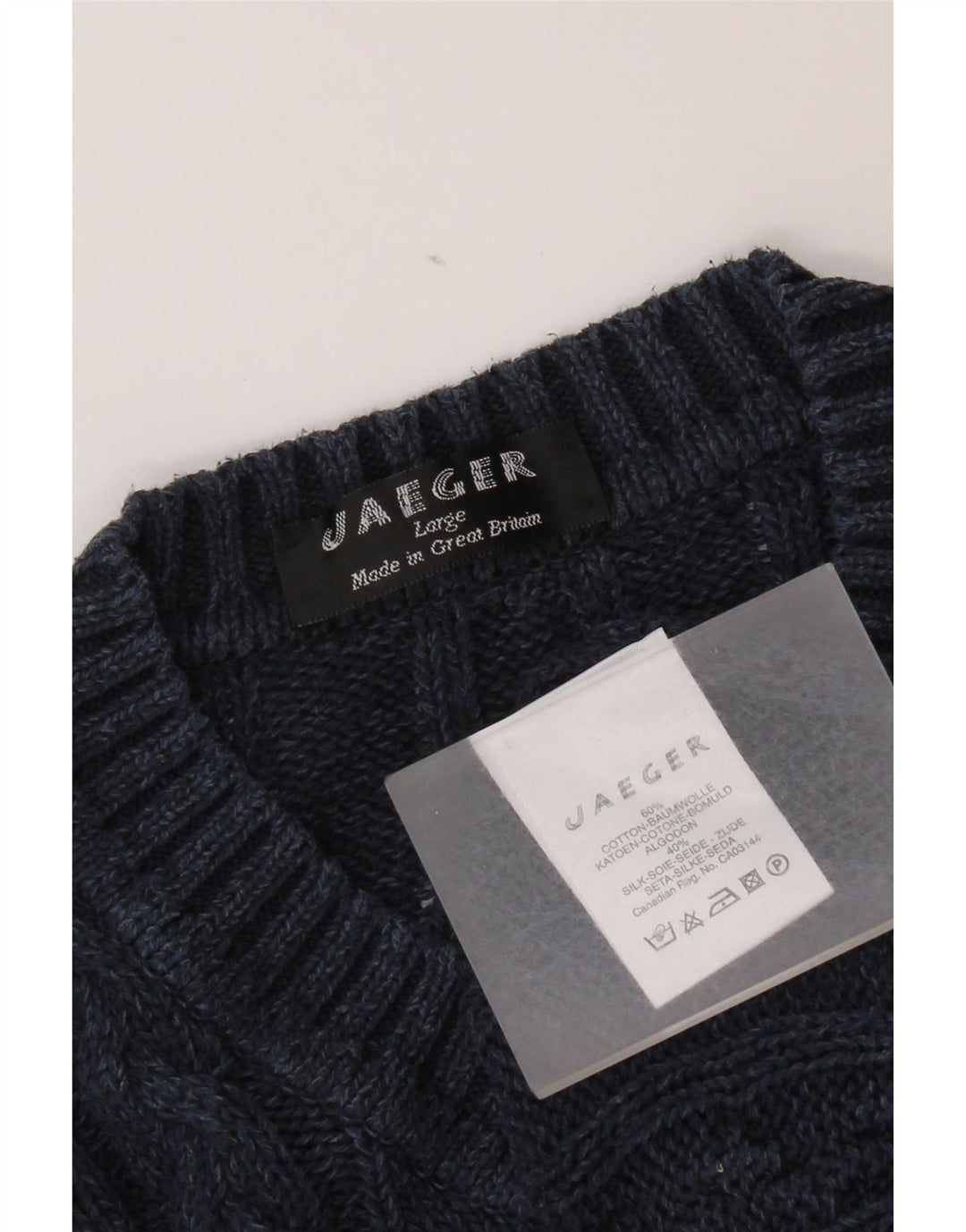 Maglione Jaeger da uomo con scollo a V, grande cotone blu navy