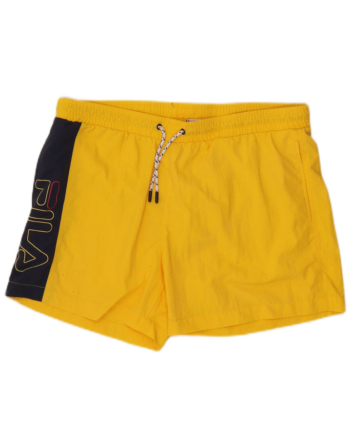 Pantaloncini da bagno grafici da uomo Fila XL giallo color block in poliammide