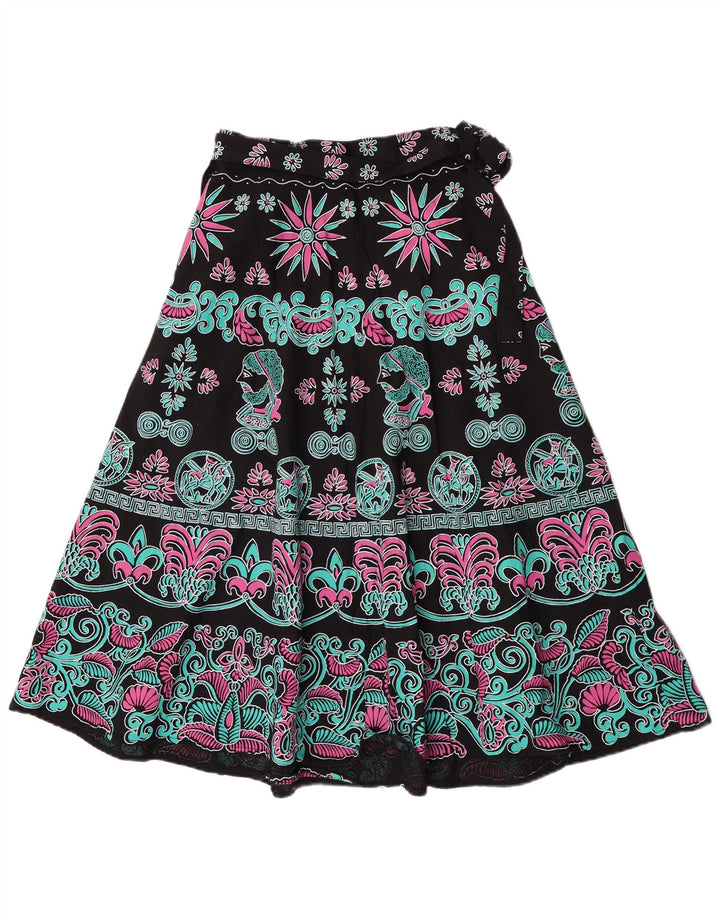 Gonna gypsy avvolgente da donna vintage W28 in cotone floreale medio multicolore