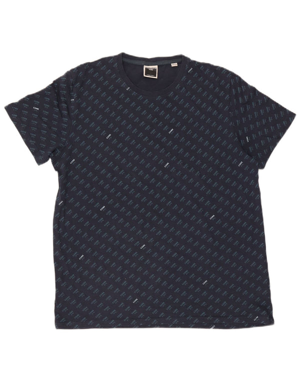 Jack & Jones Mens Graphic T-Shirt Top Large Navy Blue Cotton