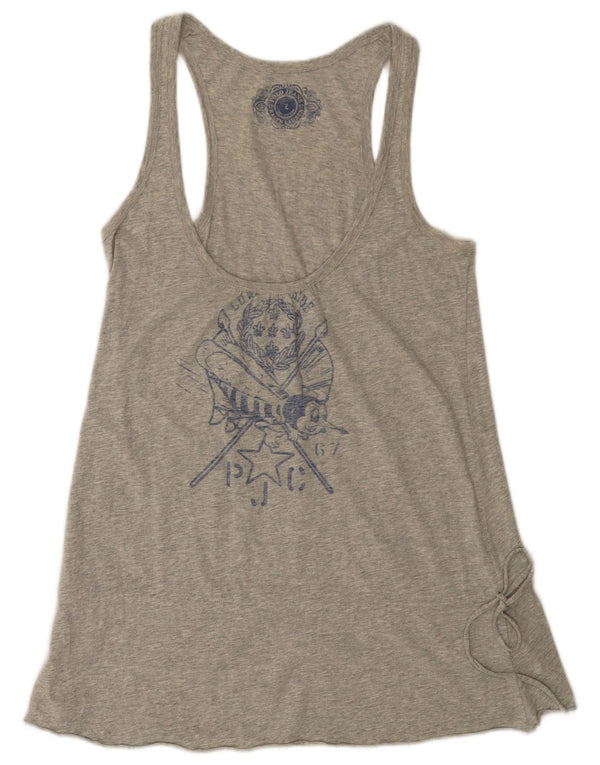 POLO RALPH LAUREN Canotta grafica da donna UK 14 Large Grigio Cotone