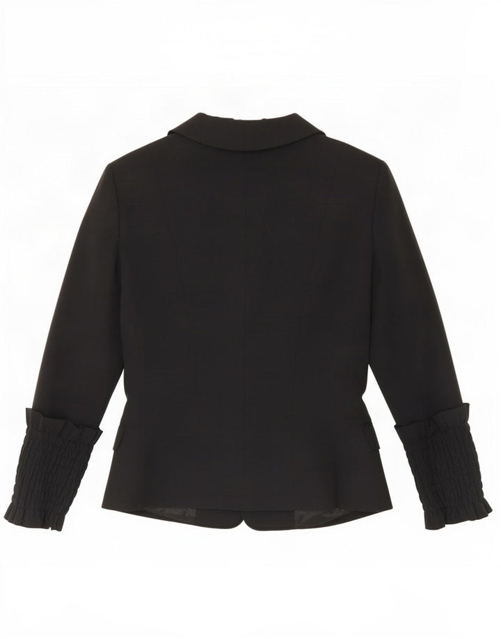 Giacca blazer a 6 bottoni da donna Moschino UK 10 piccola lana nera
