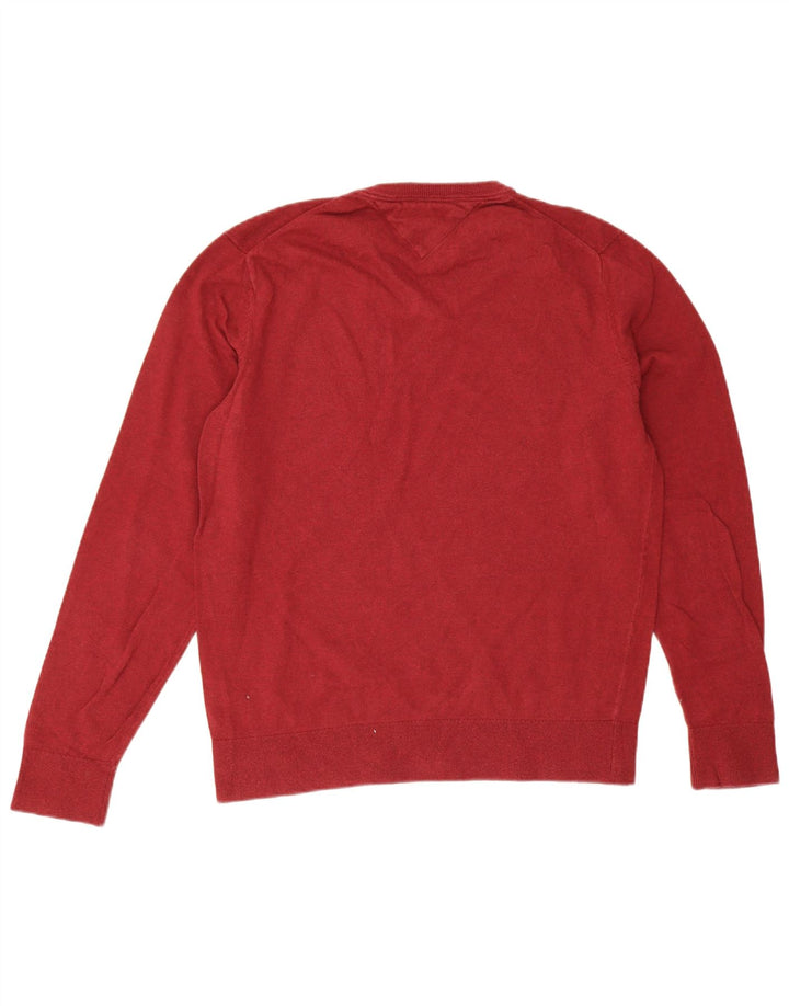 Maglione maglione con scollo a V da uomo Tommy Hilfiger grande bordeaux