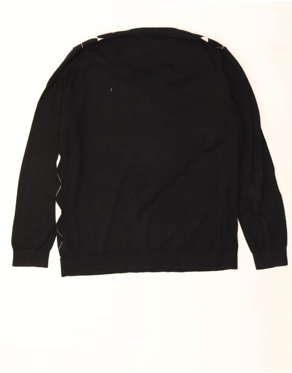 Tommy Hilfiger Donna Maglione con scollo a V Maglione UK 20 2XL Nero Argyle/Diamante