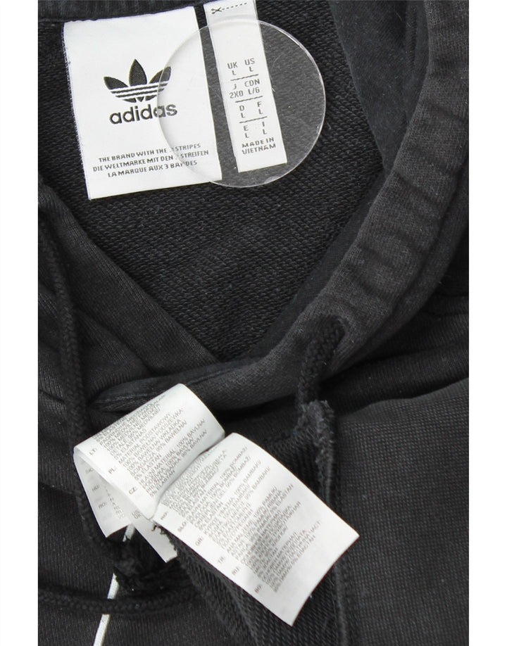 Maglione con cappuccio grafico da uomo ADIDAS grande in cotone nero