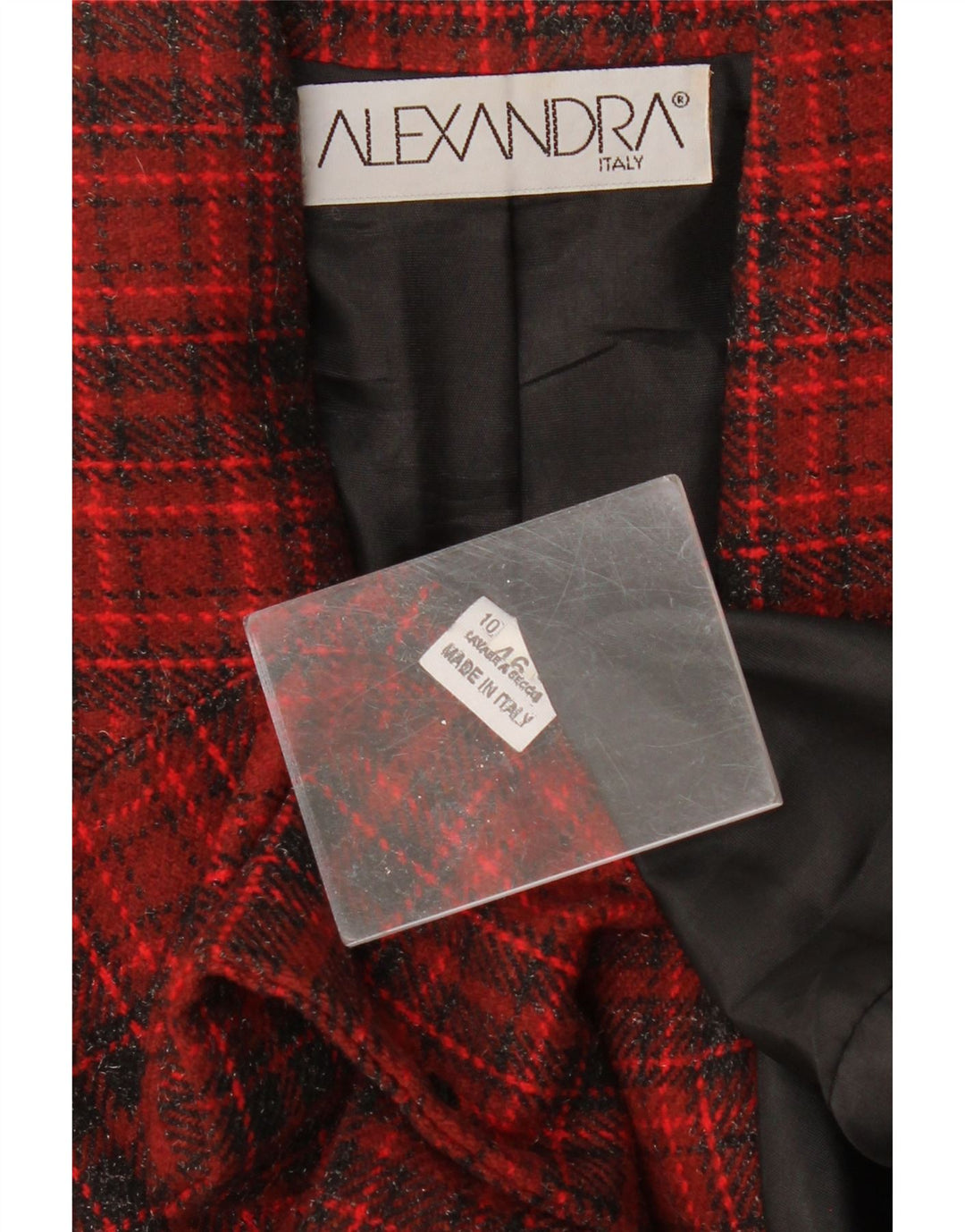 Giacca blazer a 3 bottoni da donna ALEXANDRA IT 46 lana a quadri rossi grandi