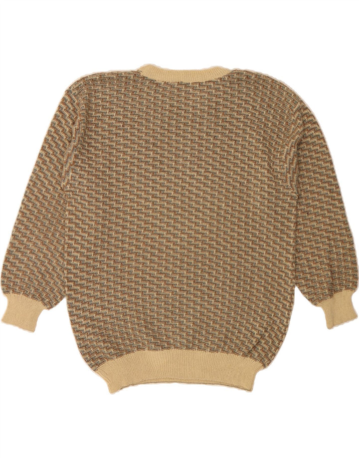 VINTAGE Mens Boat Neck Jumper Sweater Medium Brown Chevron Vintage Vintage and Second-Hand Vintage from Messina Hembry 
