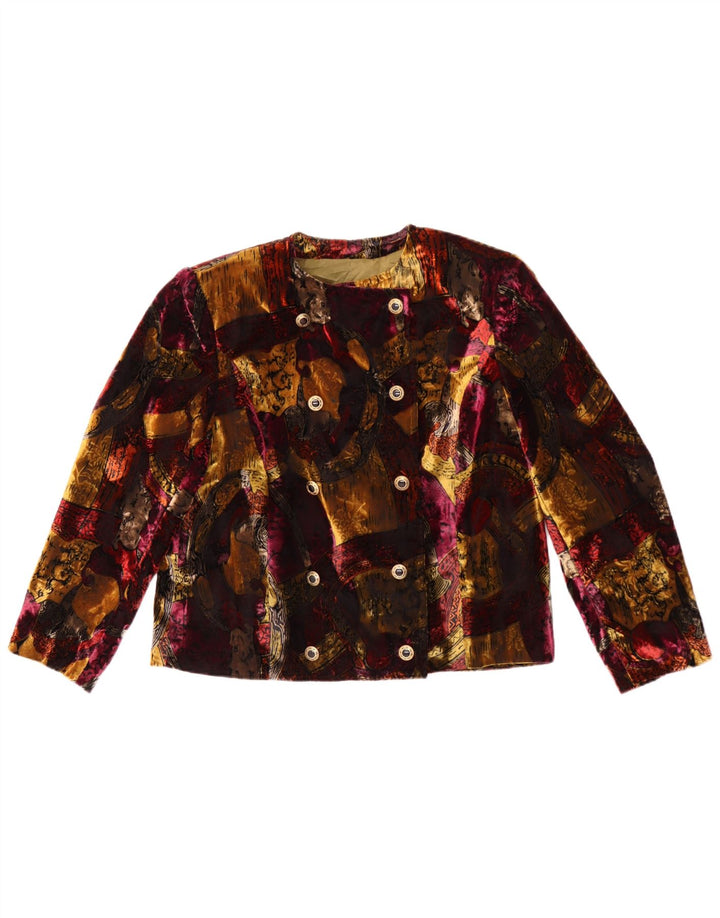Giacca blazer doppiopetto vintage da donna UK 12 media multicolore