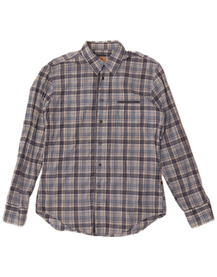 Camicia da uomo Hugo Boss in cotone a quadri grandi blu