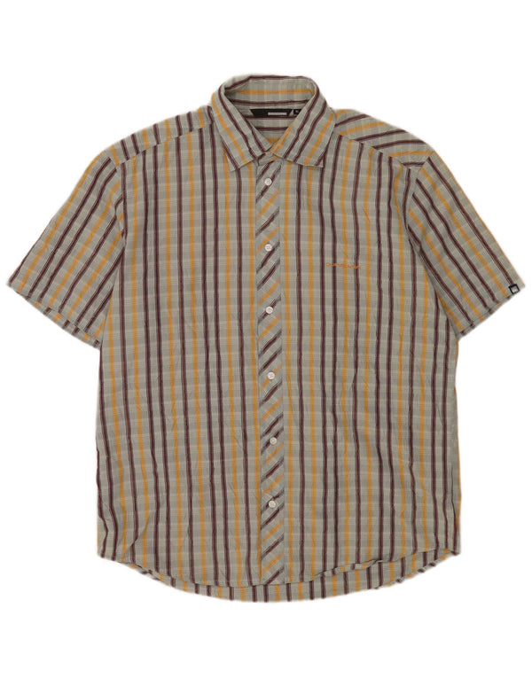 Camicia a maniche corte da uomo Quiksilver XL in cotone a righe grigie