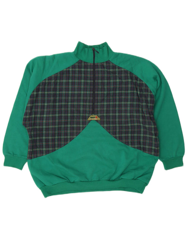 Felpa da uomo Bailo con zip e collo, maglione XL, cotone a quadri verdi