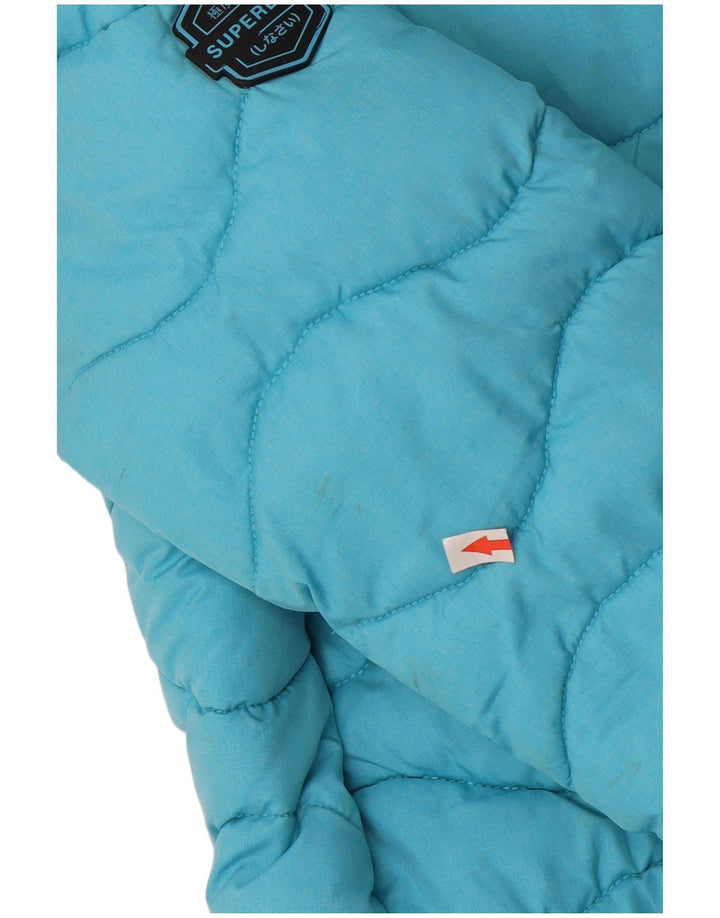 Giacca imbottita con cappuccio da donna Superdry UK 8 Small Blu Poliestere