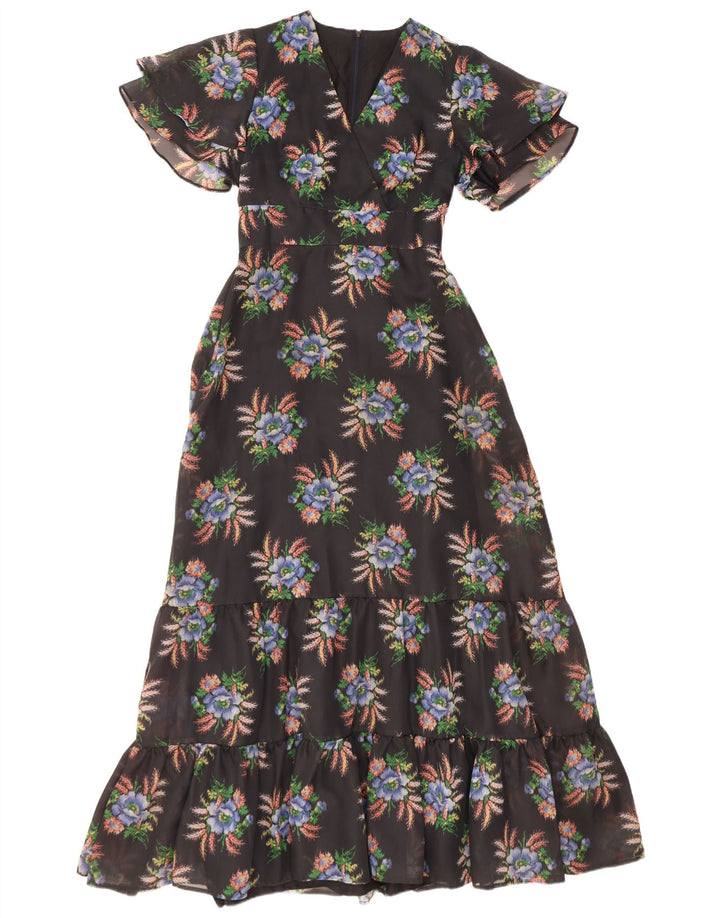 Abito lungo da donna Diolen EU 42 Grande poliestere floreale nero