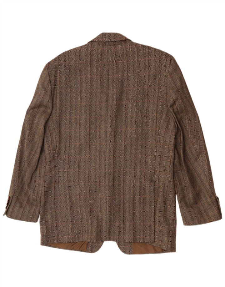 Giacca blazer da uomo a 3 bottoni Barisal IT 50 grande lana vergine a quadri marroni