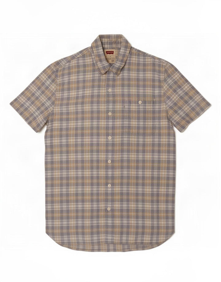 Levi's Camicia a maniche corte da uomo in cotone a quadri blu grandi