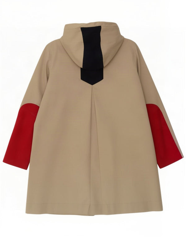 Tommy Hilfiger Womens Hooded Overcoat UK 10 Small Beige Colourblock