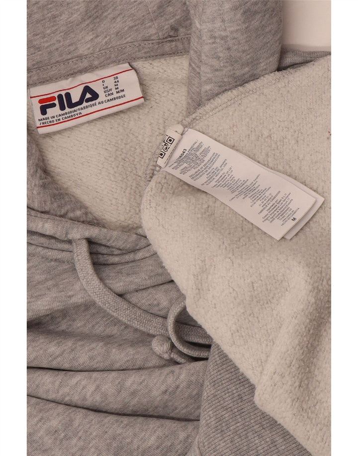 Felpa con cappuccio da uomo Fila in cotone chiazzato grigio medio
