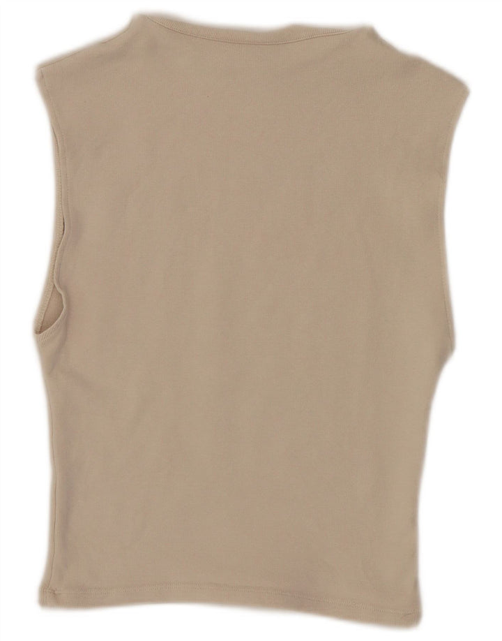Canotta corta da donna Zara UK 14 grande beige