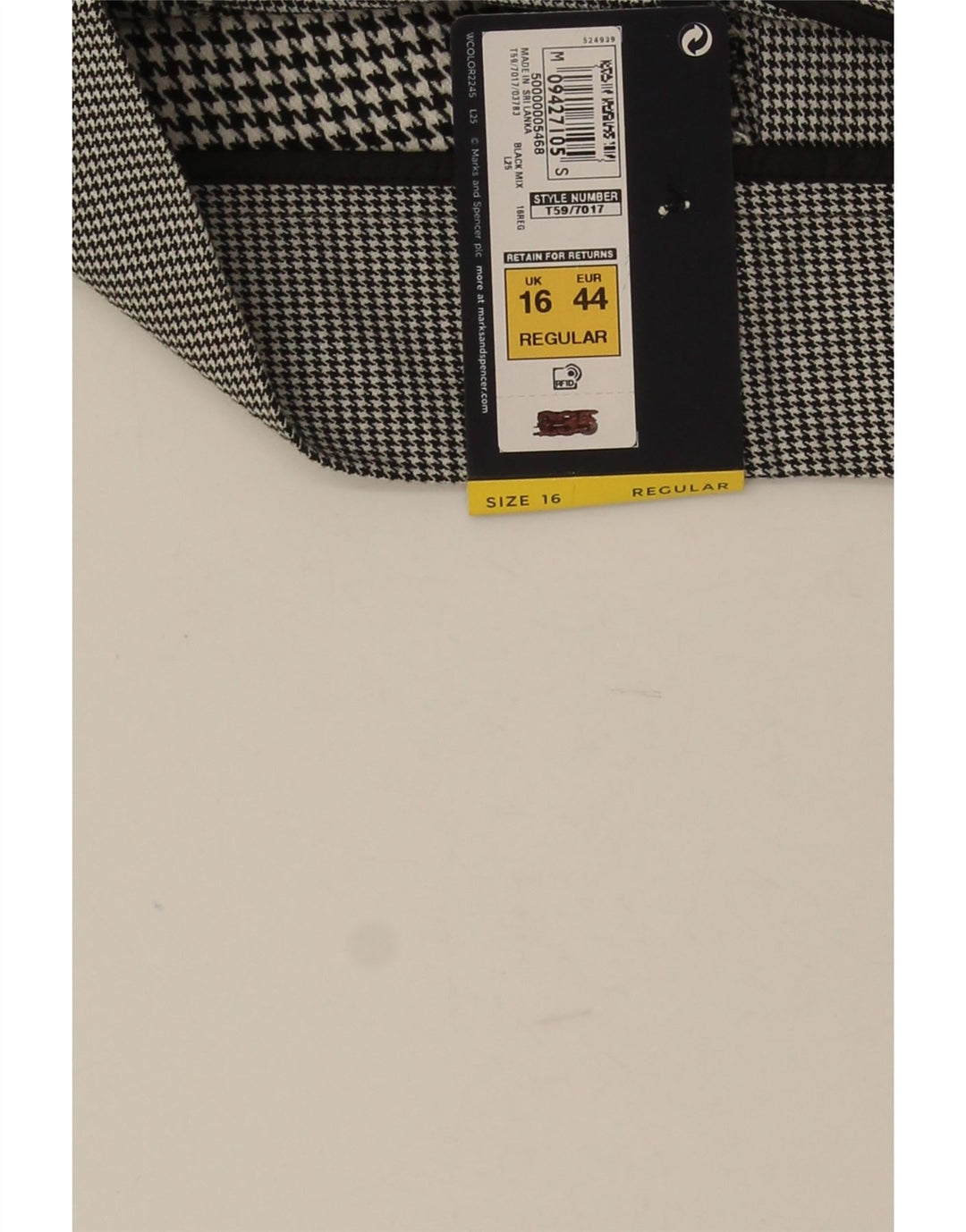 Gonna a pieghe da donna Marks & Spencer UK 16 Large W34 pied de poule nero