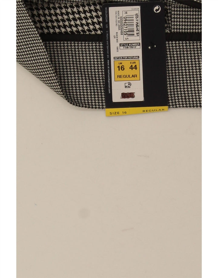 Gonna a pieghe da donna Marks & Spencer UK 16 Large W34 pied de poule nero