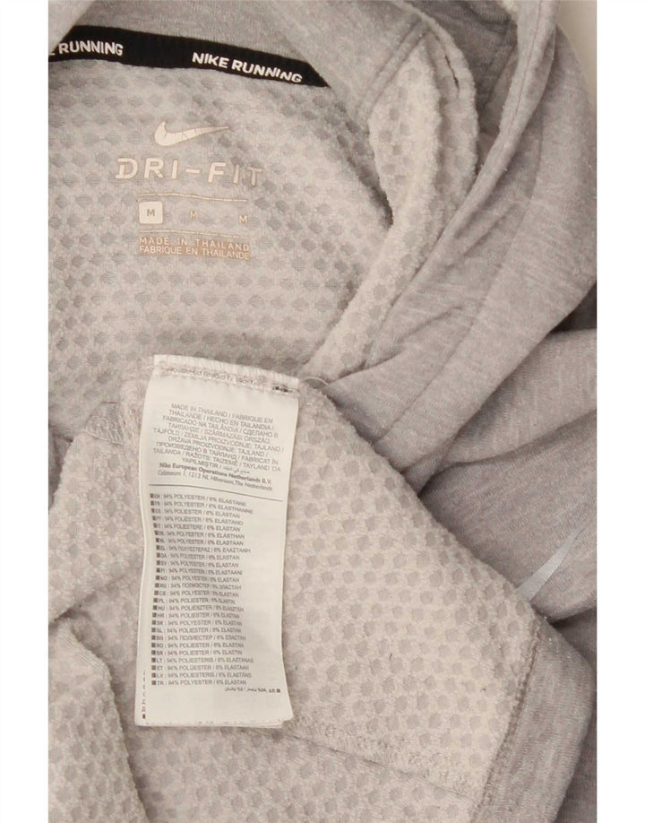 Maglia Nike Dri Fit da uomo con cappuccio a maniche lunghe in poliestere chiazzato grigio medio
